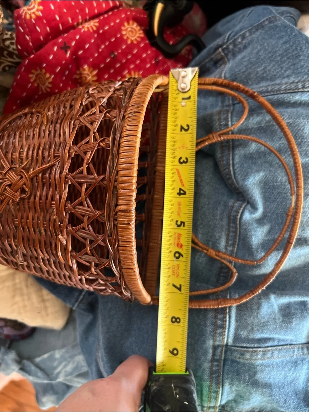 Vintage Brown Wicker Handled Basket